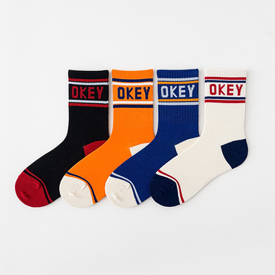 潮襪男街頭運(yùn)動(dòng)長(zhǎng)筒棉襪 春夏歐美嘻哈字母中筒襪 ins潮牌襪子