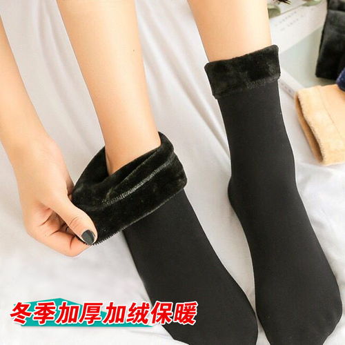 秋冬季襪子女中筒長筒光腿肉色加絨加厚短襪抖音漏露腳踝神器雪地